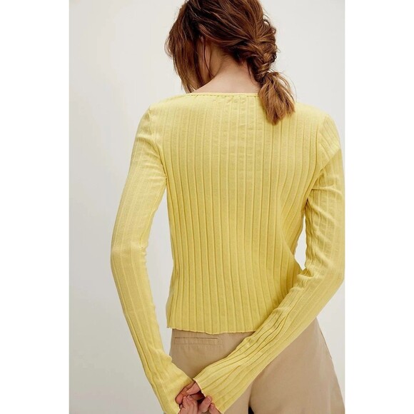 Free People Tilly Long-Sleeve Cardi Blouse Top Knit Ribbed Buttondown S 280720 - Picture 4 of 8